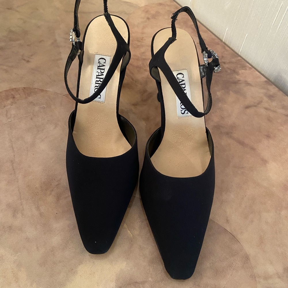 Caparros Black Slingback Kitten Heels